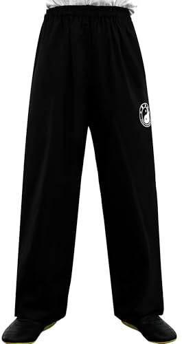 ZooBoo Chenjiagou Tai Chi Pants – Black Cotton Martial Arts Training Trousers for Tai Chi &Kung Fu & Martial Arts Practice (S)