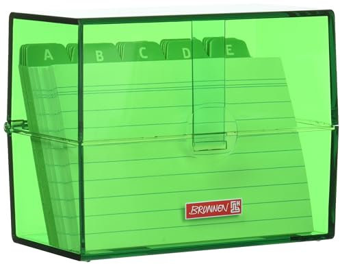 Brunnen,1026353583, BRUNNEN 102057052 Karteikasten , 12 x 9,5 x 6,5 cm (für A7 Karteikarten) , Polystyrol , kiwi , Colour Code, 1,