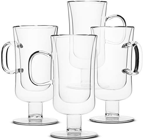 BTaT- Irish Coffee Mug, Set of 4 (10oz, 300ml), Double Wall Glass Irish Coffee Cup
