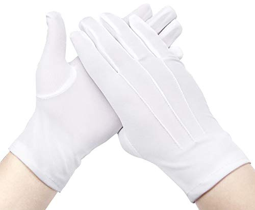 8 Paar Baumwollhandschuhe, weiß, feuchtigkeitsspendende Handschuhe, leichte Arbeitshandschuhe, Münzen, Schmuck, Inspektion