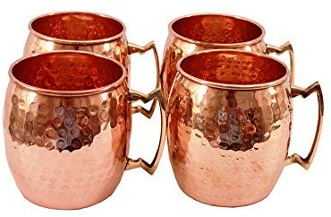 Set mit 6 Moscow Mule verkupferten Tassen mit Messinggriffen, klassisches Trinkbecher-Set für Zuhause, Küche, Bar, Trinkgeschirr hilft, Getränke kalt zu halten – Kupferbecher, 473 ml, Geschenk-Set (6)