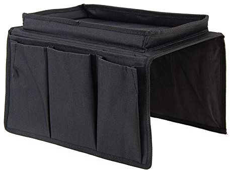 Organizer per Bracciolo Divano, Borsa Appendere Braccioli, Tasca per Soggiorno Telefoniche Riviste Snack Occhiali Telecomando (Nero)