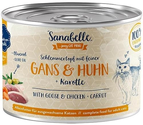 Sanabelle Con ganso y pollo, 6 x 180 g de comida húmeda para gatos