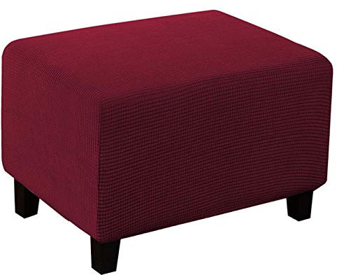 XGWML Hockerbezug,Stretch Husse,Jacquard Hockerbezug,Überzug,Bezug Für Ottomane (L (68-106,50-76cm),Rot)