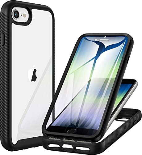 CENHUFO für iPhone SE 2020/SE 2022 Hülle, iPhone 8 Hülle, iPhone 7/6S/6 Hülle 360 Grad Handyhülle Stoßfest Schutzhülle Panzerhülle mit Eingebautem Displayschutz Outdoor Bumper Cover Case - Schwarz