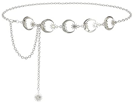 Taillenkette Gürtel Damen Verstellbare Metall Body Link für Kleid Jeans | Fashion Gold und Silber Chunky Link Bauch Kette Gürtel, Legierung Körperkette für tägliches Beach Hochzeitsfest