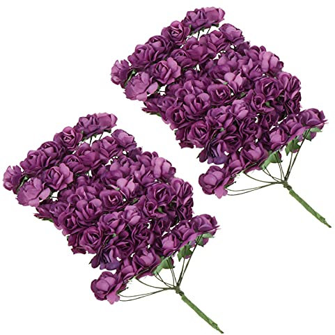 VICASKY Schaumblumen Seidenblumen Zum Basteln 144Pcs Künstliche Papier Mini Gef?lschte Rose K? mit Stem DIY - Muster Zubeh?r Machen Haar Clips Stirnb?nder Papierblumen Mini