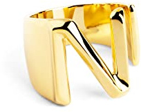 SINGULARU - Anillo Personalizado Letter Signet. Macizo Ajustable. Latón con Acabado Baño de Oro de 18 Kt. Talla Unica. Joyas para Mujer. Letra A-Z