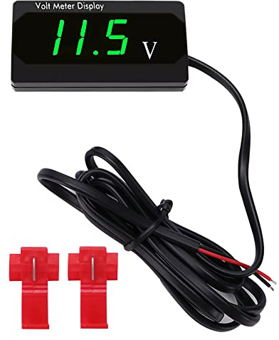 YIXISI DC 12V Waterproof Car Voltmeter with LED Digital Display, Voltage Tester Gauge Meter with Terminals for Boat Marine Vehicle Motorcycle Truck ATV UTV, Green LED