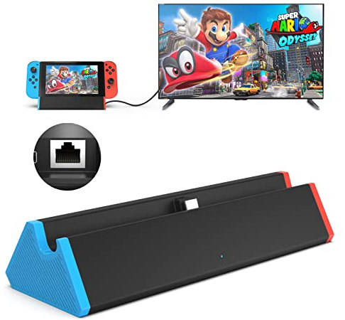 SiWiQU Switch TV Dock, 1000 Mbit RJ45 Ethernet Adapter Docking Station Kompatibel mit Nintendo Switch/Switch OLED, Tragbare Switch Ladestation mit 4K HDMI Type-C 2 x USB Port [Nicht für Switch 2]