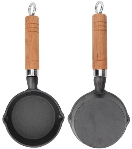 Mini Poêle À Oeufs 2 pcs, Poêle À Oeuf Unique en Fonte Poêle À Oeufs Antiadhésive Poêle À Omelette Petite Poêle À Frire pour Oeufs 3,9 Pouces