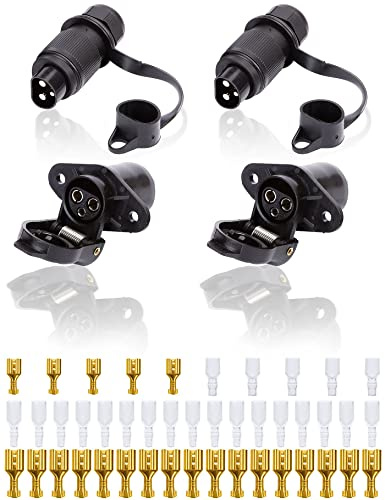 SPARKMOTO 2 Pezzi Spina 3 Poli Trattore E Presa 3 Poli Trattore Impermeabile,Norma DIN 9680,12V 24V Spina 3 Poli Maschio Trattore E Presa 3 Poli Femmina Trattore Adatto per Rimorchio,Connettore 3 Poli