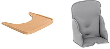 Hauck Alpha Holz-Esstisch Kompatibel mit ALPHA+ und ALPHA+ Select, ab 6 Monaten,natur & Alpha Cosy Comfort Sitzverkleinerer ab 6 Monate- grau, 667866