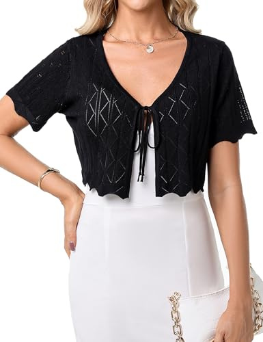 Gyabnw Coprispalle Donna Elegante Bolero Maniche Corte Eleganti Cardigan Estivo Cerimonia Giacca Maglia Casual Top Giacchino