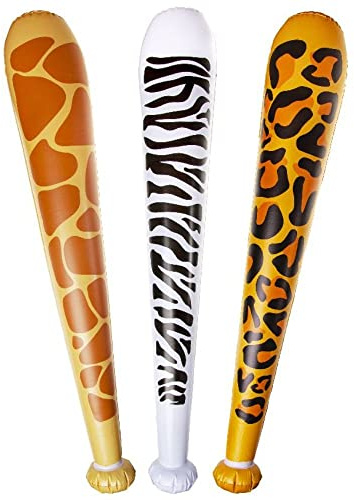 3 Stück Keule Aufblasbar Safari & Wilde Tiere - ca. 85 cm, kinderfreundliches Design, Poolnudel Aufblasbar, Karneval, Mitgebsel Kindergeburtstag, Badespielzeug Kinder