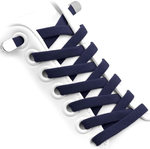 WEGOODZF Flat Elastic Shoe Laces: 2 Pairs 8MM Wide No Tie Stretchy Shoelace | Tieless, Stretchy, One Size Fits All, Easy Installation, for Kids Adults