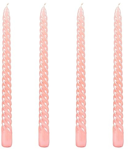 Kandelo 10 inch Pink Taper Candles-Set of 4 Tapered Candle, Tall Candlesticks,Dripless and Smokeless,Home Dinner Candle, Party, Wedding, Halloween, Christmas Candles (25cm, Pink)