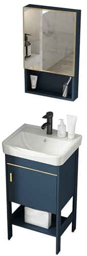 Waschtisch mit unterschrank badezimmer unterschrank waschbecken spiegelschränke fürs bad keramik handwaschbecken spültisch,Schrank mit Spiegel,geräuschlosem Scharnier,geeignet für Badezimmer (Size :