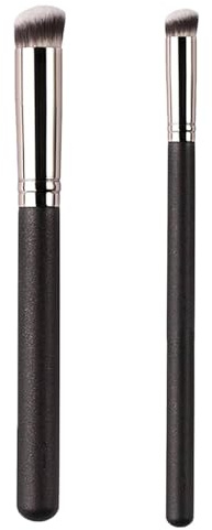 2 Pièces Pinceau Anti Cerne Biseauté, Pinceau de Contour Synthétique Dense, Petit Pinceau Anticernes Biseauté Les Yeux, pour Mélanger du Liquide, La Poudre Impeccable