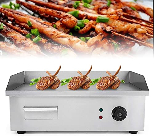 sjdoPulse Piastra Elettrica da Appoggio da 3000 W, Piastra Elettrica Commerciale in Acciaio Inossidabile con Temperatura Regolabile da 50 A 300 ℃, Teppanyaki per Cucinare Bistecche, Uova, Pancake