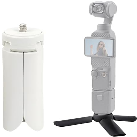 TYUANDOUER Pocket 3 Mini Tripod for DJI Osmo Pocket 3 2 1, Compact Foldable Tripod for DJI OM 4/Action 3 4/GoPro Hero 12 11/for Insta360 X4/for Instax Mini PAL with 1/4 Inch Screw Vlog Tripod - White