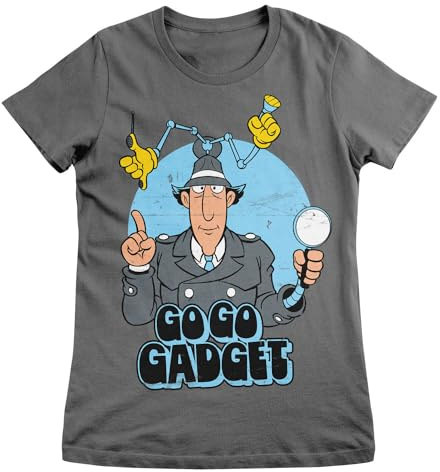 Inspector Gadget Licenciado Oficialmente Go Go Gadget Camiseta de Mujeres (Gris Oscuro), Medium