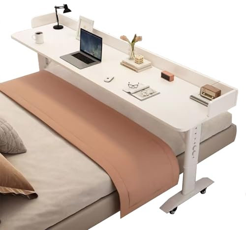 Höhenverstellbarer Betttisch mit Rollen für Laptop, beweglicher Nachttisch für Schlafzimmer, Krankenhaus, Kinder, Behinderte, ältere Menschen, einfache Montage