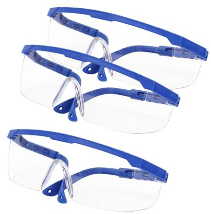 Ginddy Lunettes de Sécurité,3 Pcs Lunette Anti Lumiere Enfant Cadres Bleus Surlunettes de Protection pour Laboratoire avec des Lentilles Plus Épaisses pour les Lieux de Travail,Bricolage,Laboratoire