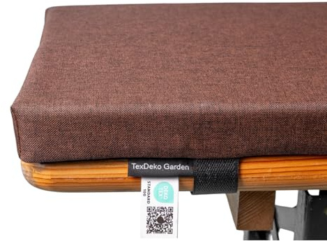 TexDeko® Ecolen Bierbankauflage gepolstert 180x25x4 cm XL Braun | Outdoor Sitzpolster für Bierzeltgarnitur, Anti-Rutsch-Boden, Bezug waschbar, wasser- & schmutzabweisend, Leinenoptik