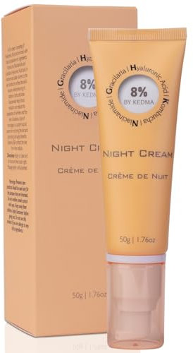8% - Crema Notte Ricca con Acido Ialuronico e Kombucha - Idratante, Anti-Età e Luminosità - Tutti i tipi di pelle - Senza parabeni, solfati o siliconi - 50g
