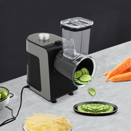 DAOHHFO Cortador de verduras eléctrico con 5 cuchillas intercambiables, 1000 W, cortador de verduras profesional para frutas y verduras, zanahorias, nueces, rallador de cocina