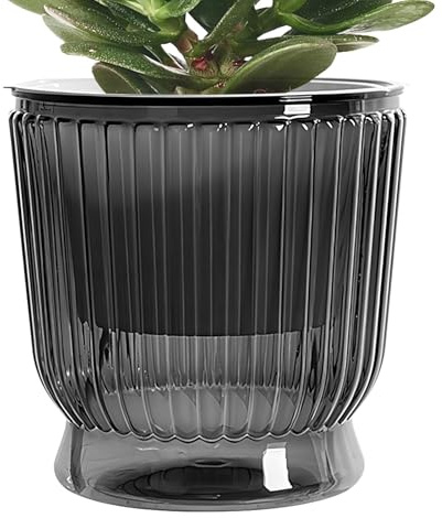 Las macetas de flores autogarrizas, macetas de agua autogarrificada,Plantador de drenaje de hidroponía transparente | Ollas de orquídeas de agua autónoma con agujero de drenaje y depósito profundo par