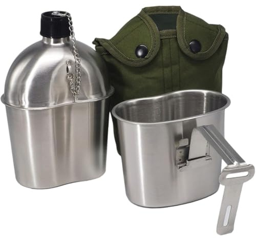 Ymxygz Set Mensa Militare in Acciaio Inossidabile con Tazza E Maniche per Bottiglia Bollitore per Campeggio All'aperto, Arrampicata, Escursionismo, Zaino in Spalla