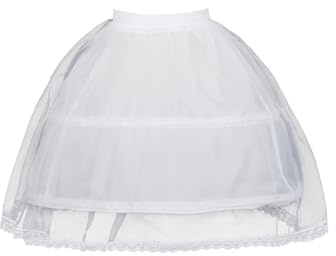 Linghe Girls' Hoop Petticoat A-Line Lace Trim Kids Crinoline Flower Girl Dress Underskirt Adjustable Waist White (UK, Age, One Size, Regular, Standard, white)