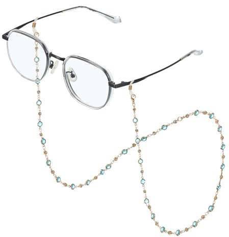 sourcing map Brillenkette für Damen, Brillenkette mit Umhängeband, Kristall, Brillenhalter, Augenschutz, Anti-Verlust-Augenglashalter