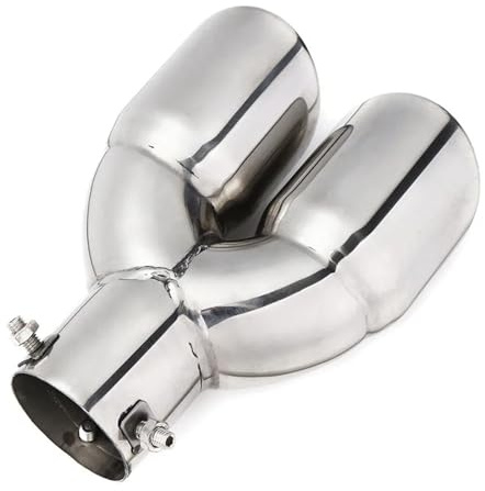 Terminale Scarico 63mm Universal Car Muffler Tubo Scarico Doppia Uscita Acciaio Inox Cromato Argento Punta Finale Rifinitura Tubo Rivestimento Gola Coda Modificato Scarico Silenziatore Punta