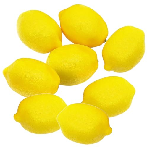 Noaxylic 8 Piezas Simulación Frutas, Limones Artificiales Decorativos | Decoración de Frutas Falsas, Limones Artificiales Amarillos de Simulación, para Decoración de Fiestas y Mesa de Cocina