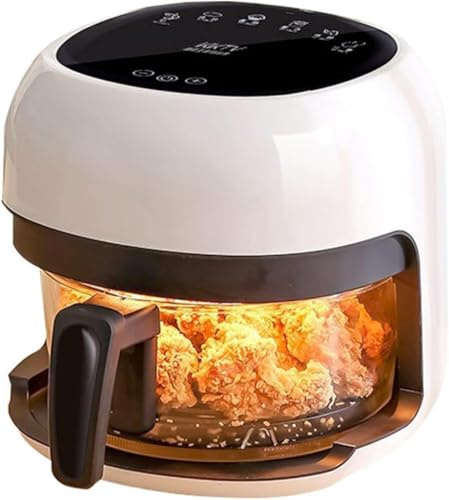 Touch Screen Glass See-through Air Fryer, 4l Capacity, Oil-free And Smoke-free, Healthy Cooking, Multifutional Fryer, Blanc