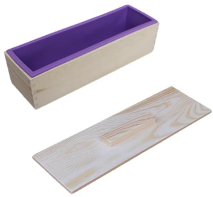 UxicRuya Caja de Madera Rectangular de Silicona Fundida con Tapa, Molde de Jabón de Silicona para Velas, Manualidades Caseras, Violeta