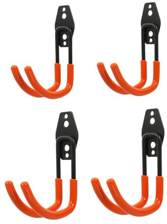 Angoily 4 pièces Crochets de Garage Métalliques Lourds Rangement Mural pour Outils Escaliers et Vélos Organisateur Suspendu pour Atelier et Jardin Fixation Murale Polyvalente