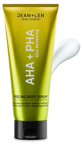 Jean & Len Body Serum AHA & PHA, peeling delicato con l'8% di AHA e il 5% di PHA, affina la grana della pelle, elimina le impurità, idrata, cura del corpo senza parabeni e siliconi, vegan, 200 ml