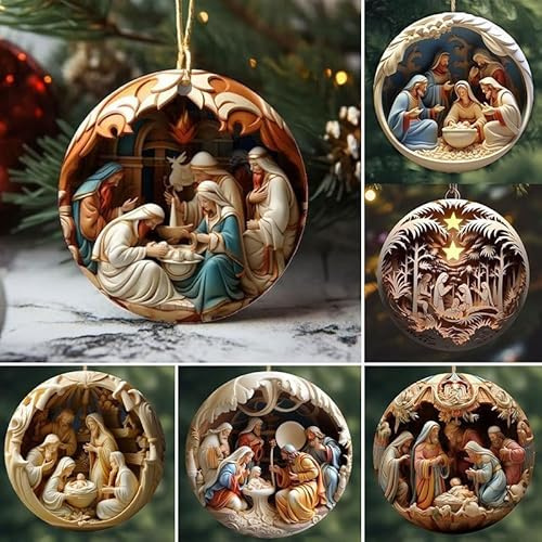 Ornamenti Natalizi, 6 PCS Ornamenti di Scena Della Natività Della, Ciondolo di Gesù di Natale, Decorazione 'Albero di Natale, Ornamento Natalizio per Presepe, Ciondolo per Interni 'Auto
