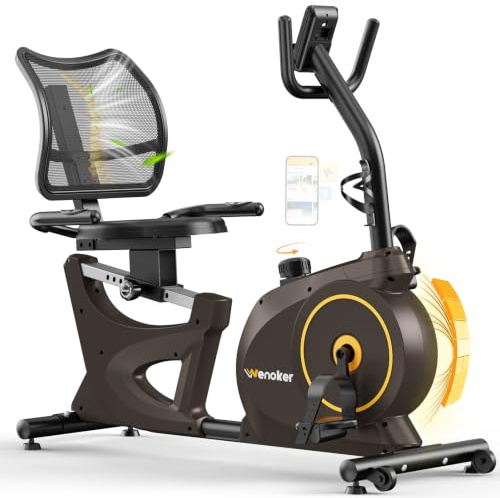 Wenoker Ergometer Liege 15 Widerstandsstufen für Senioren | Heimtrainer mit Magnetbremse, Sitzergometer mit Rückenlehne Pulssensoren und LCD-Display