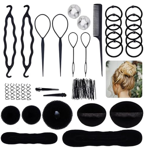 Oiomniv 72PCS Hair Styling Tools Set for Women, DIY Hair Braiding & Bun Maker Kit, Easy Hair Accessories for Updos, Ponytails & Braids, Home Hairdressing Styling Set, Hair accessories for girls