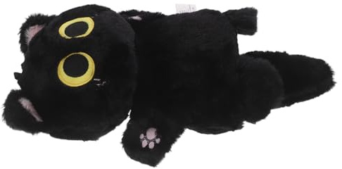 WEKAMOS Handpuppe Katze aus Polyester mit Realistischem Tierdesign Tragbar und Lebensecht für Rollenspiele und Klassenzimmeraktivitäten Schwarz und Weich