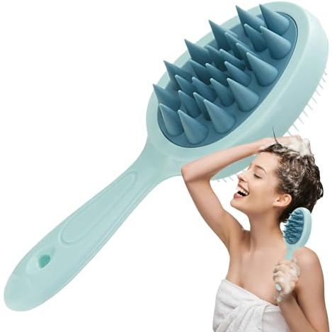 Cepillo de masaje para cuero cabelludo de 4,6 cm, mango largo | peine de champú, lavado de pelo, cepillo de baño, limpiador de cuero cabelludo, cepillo portátil con cerdas, estimulador