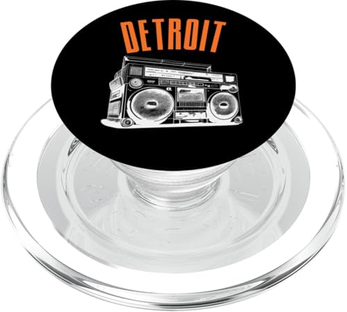 Detroit Retro Boombox Diseño Gráfico Vintage 80s Estilo Música PopSockets PopGrip para MagSafe