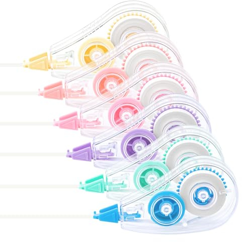 JEFURE Mini Correction Tape Set, 6 Pcs, 5.5 m x 5 mm | White Out Tape Roller, Smooth Rolling, Portable for School Note Taking, Homework, Office Supplies