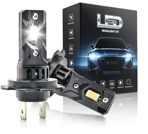 Onraying H7 LED, 48000LM 6500K Blanc Froid, 12V Ampoule H7 LED de Phares Voiture Automobile Aveentilateur, 900% Luminosité, 1:1 Mini Taille, Remplacement Des HalogèNes, 2 Pièces