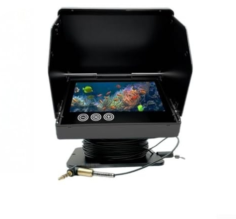 TDCuizent Unterwasser-Angelkamera, IPS-Display, Weitwinkelobjektiv, 12 IR-LEDs, langer Akku, tragbarer Fischfinder für Eis, Meer, See, Fluss, Teich, Aquakultur, Beobachtung, ABS-Metall, Schwarz (A)